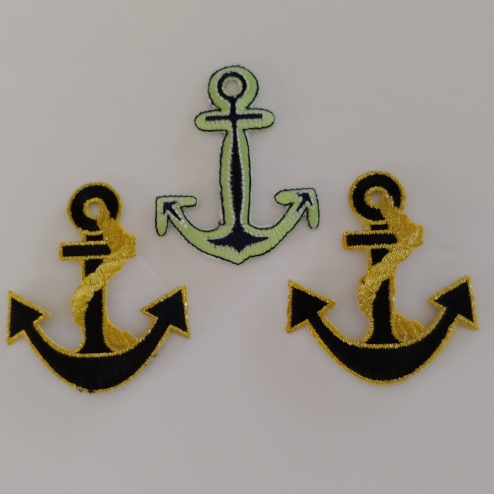 Set of Embroidered Nautical Anchors Iron on Appliques - NEW